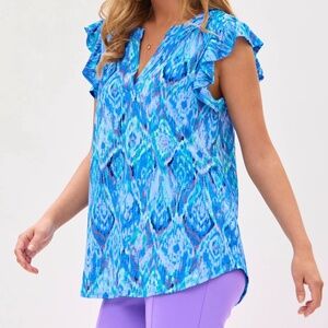 Dear Scarlett Blue Wrinkle free top